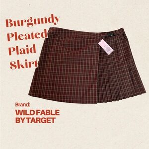 Wild Fable Red Plaid Pleated Mini Skirt